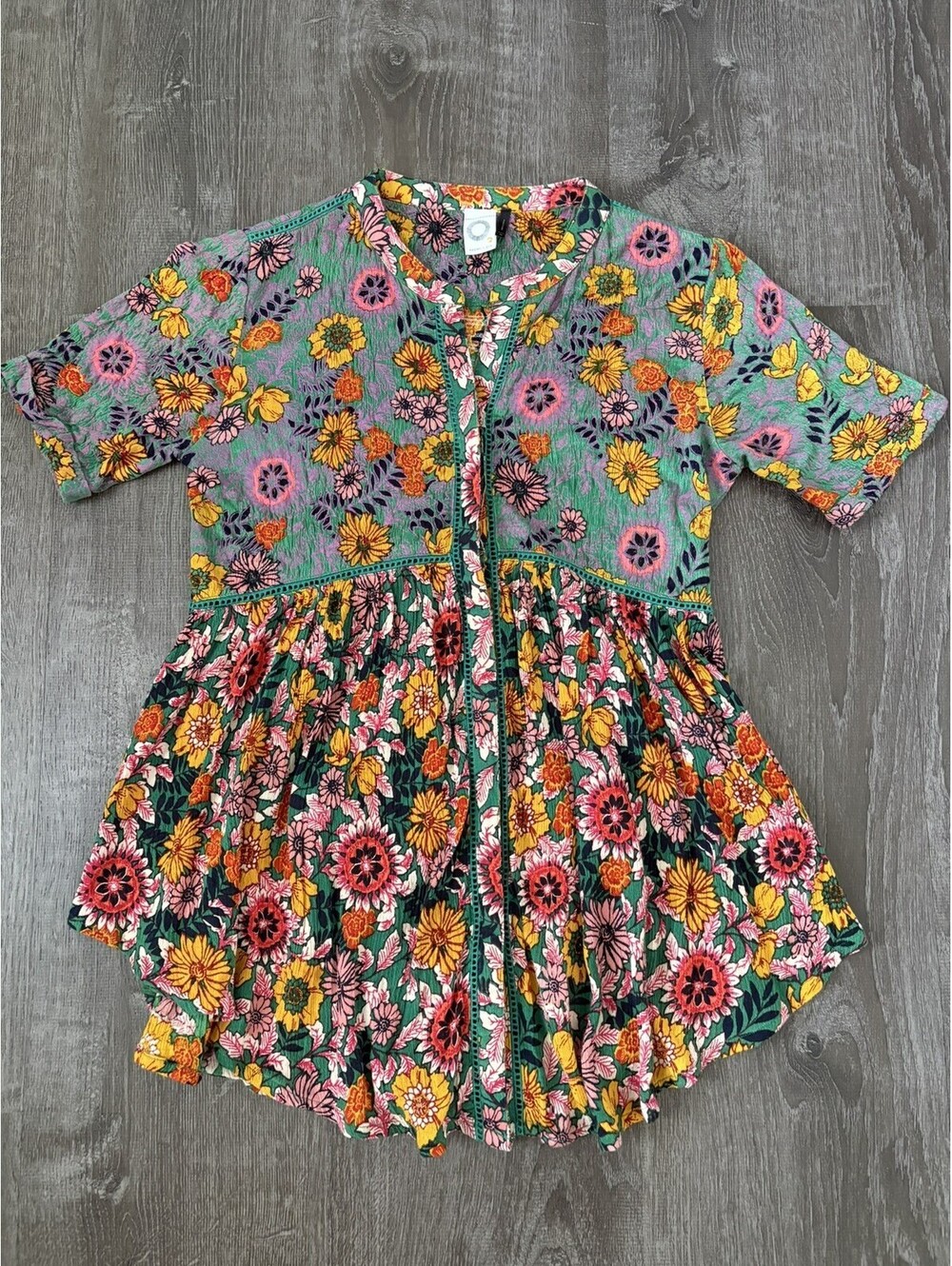 Anthropologie Akemi + Kin Veria Tunic Boho  Mixed Floral Top Multi Color  XS